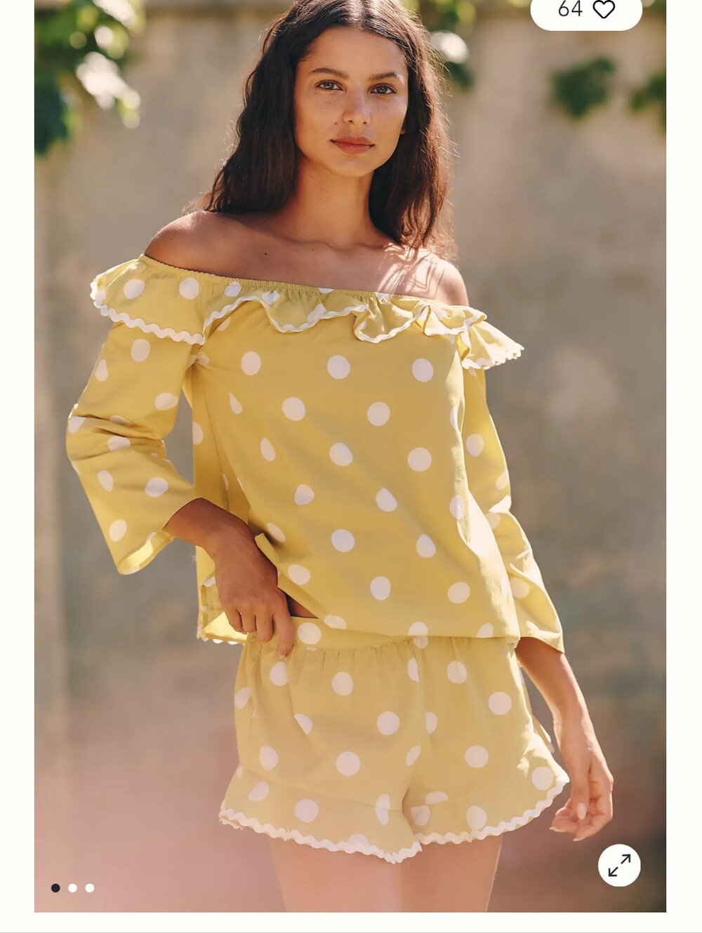 Celandine 100% Cotton Polka Dot Off-The-Shoulder Top NWT